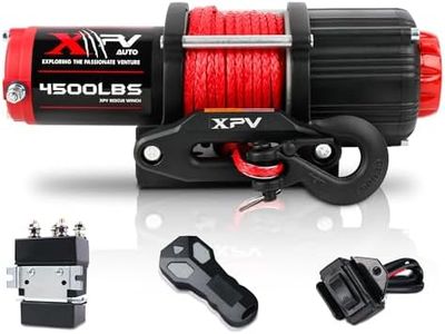 XPV AUTO 12V 4500 lb Winch Electric Winch for Towing ATV/UTV Off Road with Wireless Remote Control Mounting Bracket and Wired Handle,Waterproof IP67(Synthetic Rope)