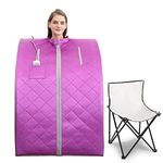 Smartmak Far Infrared Sauna, Full Size Portable Single Infrared Sauna for Detox and Relaxation, with Heated Foot Pads, Portable Chair - (L 27.6’’ x W 31.5’’ x H 37.8’’, Purple)