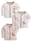 BABY GO 0-3M/3-6M/6-9M/9-12M Full Sleeves 100% Pure Cotton Open Shirts/Snap Botton Tees for Baby Boys(Pack of 3) Beige