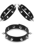 3 Pieces Punk Leather Bracelet Punk Spike Rivet Cuff Bangle Metal Studded Bracelet Faux Punk Rock Bracelet Faux Studded Leather Wrist Band Black Wrist Cuff Wristband for Men Women, Black, approx. 24 x