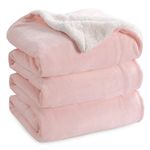 Bedsure Sherpa Fleece Pink Blanket Queen Size for Bed Large Thick Fluffy Bed Blanket Plush Fuzzy Soft Blankets for Queen Bed Big Cozy Warm Blanket for Winter Full/Queen (90 inch x90 inch )