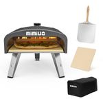 Mimiuo Outdoor Gas Fired Pizza Oven with UK Gas Regulator,Portable Classic G-Oven Black Coated, includes Pizza Stone & 12 inch x 14 inch Pizza Peel with Wooden Handle