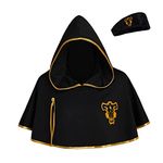 SFWXCOS Black Cloak Robe Cape Hooded Cloak with Headband for Men, Black, One Size