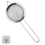 1 Pack Small Stainless Steel Fine Mesh Strainers with Kitchen Hooks,8 Cm Diameter Mini Fine Mesh Sieve Tea Strainers Kitchen Colander Sieve with Handle - Ideal for Juice Egg Tea Coffee Flour Filter