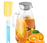 SUSTEAS 3.0 Liter 101 Ounces Glass Jug with Lid, Easy Clean Water Jug, Hot/Cold Water Ice Tea Wine Coffee Milk and Juice Beverage Carafe, Glass Water Jug for Fridge, 1 Long-Handled Brush Included