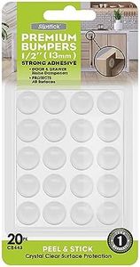 Slipstick Premium Cabinet Door Bumpers 13mm Round Clear Adhesive Pads, Cabinet Stoppers, Rubber Bumpers for Drawers, Cupboards, Cutting Boards, Glass Tops, Picture Frames, Furniture, 20 Dampers