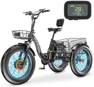 MOONCOOL Electric Tricycle for Adults, 20" x 4" Fat Tire Electric Trike, 48V 500W Motorized Electric Bicycle Bikes, 3 Wheels 7 Speed Ebike with Removable Battery, Aluminum Frame & Large Basket