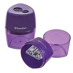 Swordfish ‘Double-Hole Click’ Metal Core Pencil Sharpener with Mess-Free Canister [Pack of 1] 40378 Purple