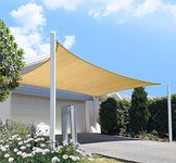 Outdoor Sun Shade Sail Canopy, 10' x 12' Rectangle Shade Cloth UV Block Sunshade Fabric - Patio Cover Awning Shelter for Pergola Backyard Garden Yard (Sand Color)