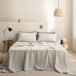 Simple&Opulence Flat Sheet, 100% Linen Basic Style Super Soft Flat Top Sheet, Stone Washed -1 Bed Sheet Only (King 255 x 270 cm, Linen)