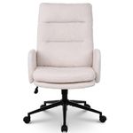 Nusetx Office Chair for Home, Teddy Fleece Desk Chair，Computer Chair with Adjustable Height，Comfy Chair for Home Study and Bedroom, Beige