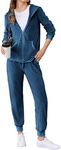 HOTOUCH Women's Sweatsuit Set Velour Hoodie Pocket Tracksuits jogging suits Flannel Pajamas Set,M