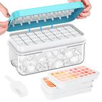 PHINOX Ice Cube Tray with Lid and Bin, 3 Pack Plastic Ice Cube Tray Molds, 96(4 * 8 * 3) pcs Ice Trays for Freezer, Chilling Drinks, Whiskey & Cocktails, with Ice Container and Ice Scoop, BPA-Free