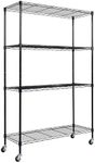 GarveeHome Shelf Wire Shelving with Wheels, Adjustable Rolling Shelf Storage Cart, Heavy Duty Storage Shelving Unit on 3'' Wheel Casters, Utility Cart Organizer for Kitchen, Pantry, Garage