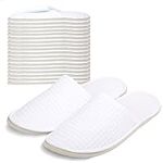 Anmerl 10 Pairs Spa Slippers for Men and Women - Premium Bulk Hotel Slippers - Breathable Soft Cotton House Guest Slippers - Non Slip, Washable, Reusable, White, 11-13 Women/10-12 Men