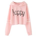 Kids Sweatshirts Hoodies Boys Girls Kids Casual Loose Active Full Sleeves Hoodies Sweatshirts Hooded Short Pullover Letter Print Striped Teen Crop Tops Girls Tops Clothes for (Pink, 10-11 Years)