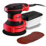 Power Random Orbital Sander Electric: DEKOPRO 14000OPM Red Sanding Machine 5 Inch, Variable Speed, Dust Vacuum Collector with 16pcs Sanders Pads for Woodworking