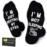 I'm Not Sleeping Just Resting My Eyes Funny Socks for Men Dad Fun Novelty Socks Gifts for Birthday Christmas,Black 1