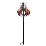 Peaktop 3016387 - Outdoor Tulip Kinetic Windmill w/ Metal Stake - Tangerine with Tulip Shape