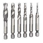 ZIBUYU® 6 Machine Screw Tap Set HSS Titanium Spiral Flute Drill Taps Metric M3 M4 M5 M6 M8 M10 Thread Tapping Tool