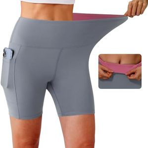 KOWBEAR Yoga Shorts Women 6" Buttery Soft Biker Shorts High Waisted Spandex Stretch Workout Athletic Gym Sport Quick Dry Lightweight Summer Casual Gray S