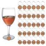 URROMA Blank Cork Wine Glass Charms 30 Pcs Wedding Wine Charms Personalized Drink Identifiers Wine Accessories Wine Glass Markers for Party Favors, Glass Silver Wood