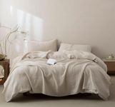 Talasily 100% French Linen Full Sheet Set, 4 Piece, Stone Washed, Oeko-TEX Certified, Breathable for Hot Sleepers, 16" Deep Pocket, 1 Flat Sheet, 1 Fitted Sheet, 2 Pillowcases, Natural Linen