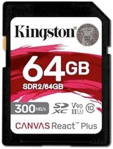 Kingston 64 GB Canvas React Plus SD Memory Card, Black