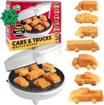 Car Mini Waffle Maker- Make 7 Fun Different Race Cars, Trucks & Automobile Vehicle Shaped Pancakes for Kids, Adults- Electric Waffler Iron, NonStick Pan Cake Baker- Xmas Gift or New Treat for Santa