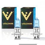 Voltage Automotive H3 Headlight Bulb Polarize White Replacement (Pair) - Professional Upgrade Headlight Bulb