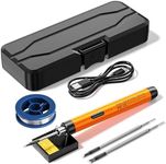 Treedix Cordless Soldering Iron Kit, USB Rechargeable Portable Soldering Iron, 8W Welding Kit with Three Iron Tips, Adjustable Temperature 300℃ to 450℃, Electric Soldering Iron Pen for Repairing