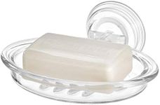iDesign Power Lock Suctions Soap Dish Holder for Shower, Made of Durable Plastic with two Strong Suction Cups, Clear