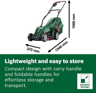 Bosch Corded Lawnmower UniversalRotak 34 – 34cm, 40L Grass Box, GrassCombs