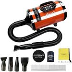 Xapigo 2800W High Velocity Professional Dog Pet Grooming Dryer, Pet Grooming Hair Dryer - Dog Hair Dryer with Adjustable Temperature and Speed,with Pet Steel Comb, Pet Towel,Nozzles. (Orange-LED)