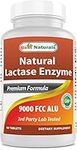 Best Naturals Lactose Intolerance Relief Tablets with Natural Lactase Enzyme, Fast Acting High Potency Lactase, 9000 FCC ALU, 90 Count