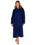 Slenderella Ladies Zip Up Dressing Gown Womens Soft Waffle Fleece Bath Robe XXXL (Navy)