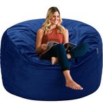HABUTWAY 3FT Bean Bag Chair, Bean Bag Chair Adult with Velvet Cover,Beanbag Chair with Filler,Giant Bean Bag Chairs for Dorm Room, Living Room, Blue