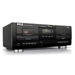 PyleUsa Dual Stereo Cassette Tape Deck - Clear Audio Double Player Recorder System w/ MP3 Music Converter, RCA for Recording, Dubbing, USB, CrO2 Tapes, Home Use - PT659DU.5, Black