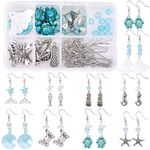 SUNNYCLUE 1 Box Starfish Mermaid Crab Shell Dangle Earring Making Starter Supplies Kit - DIY Make 10 Pairs Starfish Summer Shell Drop Earrings, Fish Hook, Ocean Beach Theme