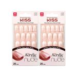 KISS Salon Acrylic French Nude 28 Nails Medium Length (2 PACK)