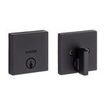 Weiser Downtown Matte Black Square Deadbolt Lock, ANSI/BHMA Grade 1 Certified Front Door Lock, Kick Proof, Bump Proof & Anti-theft Exterior Door Lock with Key, Modern Door Locks for Entry Door