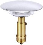 Bathroom Sink Drain Plug Taps, 69mm Push Pop-Up Click Clack Plug Stopper, Brass Slotted Plug Bolt Set Overflow for Waste Plug Washbasin Kitchen Bathroom Faucet Vessel Vanity Sink, Chrome Plated