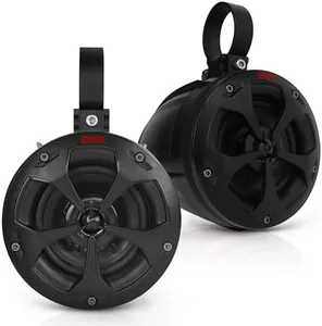 Pyle 4" Off-Road Bluetooth Waterproof Speakers -800W Peak Power Amplified Speaker System for ATV / UTV, Golf Cart, Boat, Aux Input Jack, For use w/all 12V Vehicles - PLUTV43BTA, Black
