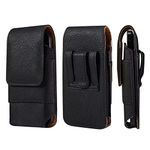 Cell Phone Belt Clip Bag Black, Vertical Smartphone Belt Pouch Men, 6.5" Universal Men Cell Phone Holster Wallet Case with Belt Clip and Card Holder Fanny Pack Belt Loop Waist Holder Bag Pocket Purse