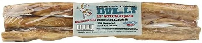 Chasing Our Tails Standard Odorless 12-inch Bully Stick 3 Pack for Dogs