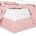 sheetsnthings 100% Cotton Bed Skirts (15 Inch Drop) 300TC -King Size, Blush Striped- Pleated Tailored Bedskirts with Split Corners