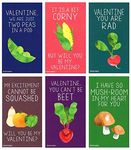 Mini Vegetable Valentines (Wallet-Sized Cards with Tiny Envelopes) for Valentine's Day by Nerdy Words (Set of 36)