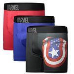 Captain America Performance Mesh Underwear Boxer Briefs 3-Pair Pack Medium (32-34) Black