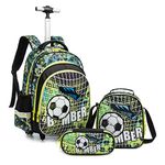 Meetbelify Rolling Backpack for Boys Backpack with Wheels Kids Luggage, Football, Travel Backpacks