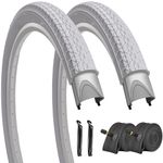 SIMEIQI 26X2.125 Beach Bike Tires and Tubes White Color (2 Tires 2 Tubes 2 Levers, 26x2.125)